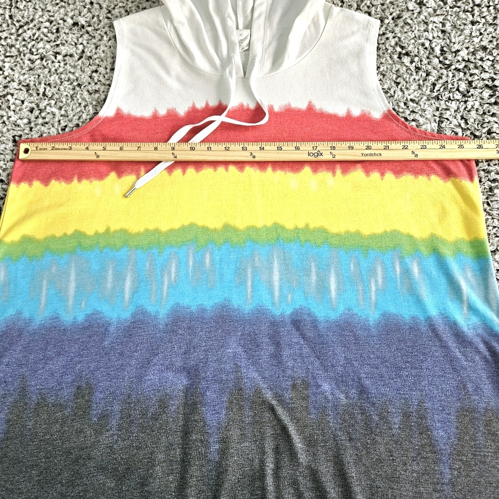 Lane Bryant LIVI Tie-Dye Rainbow Dress 22/24 Sleeveless Hooded Knit Cover Up 3XL - Picture 8 of 12